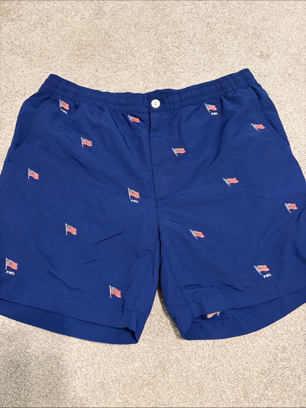 Polo Men's Blue Swim Shorts with Flag Embroidery